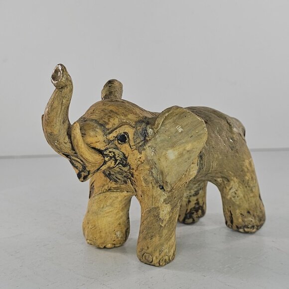 Crushed Oyster Shell Elephant Trunk Up Figurine Statue Handmade Folk Art Vintage - Picture 3 of 8